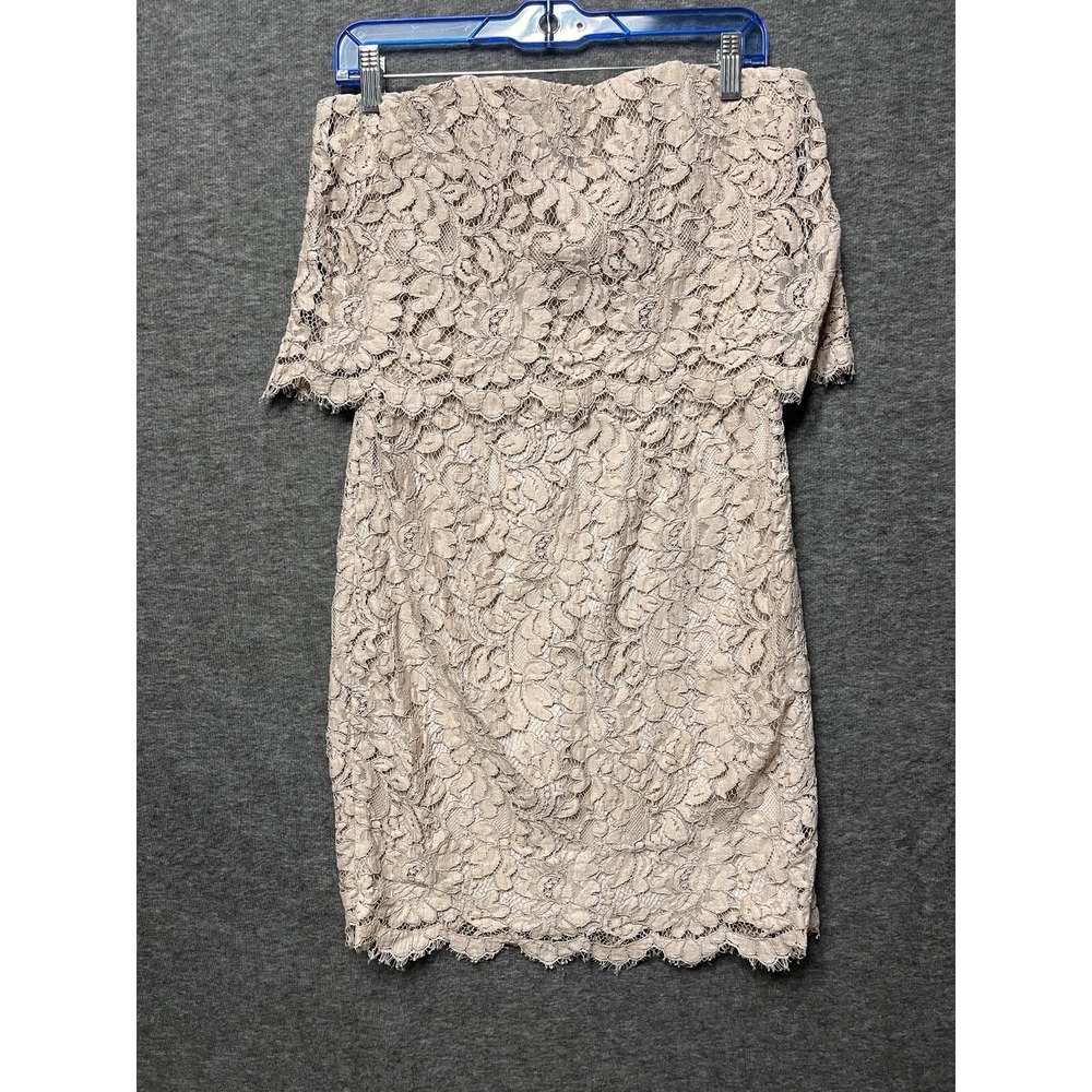 BB Dakota RSVP Women Taupe Lace Strapless Popover Sheath Dress DH18988 Size 4